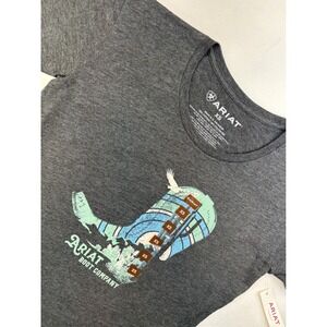 ARIAT Boot Company Graphic T-Shirt Women's XS Gray Western Cowboy Casual Top New